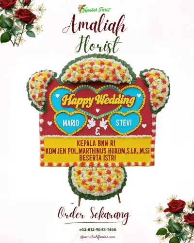 Karangan Papan Bunga Pernikahan di Sumelap